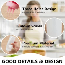 3Pcs 3 Hole Squeeze Condiment Bottles 10oz/300ml Plastic Squeeze Bottles Salad Dressing Container Sauces Squeeze Bottles For Sauce Oil Vinegar Ketchup Mustard Salad Dressing Accessories - White - View 5