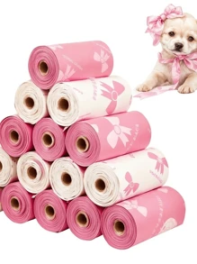 120 pièces Sacs épais pour déchets d'animaux de compagnie, sacs poubelle en polyéthylène étanches avec motifs uniques, couleurs adaptées pour chiens et chats, sacs de nettoyage polyvalents, cadeaux de vacances et de Noël