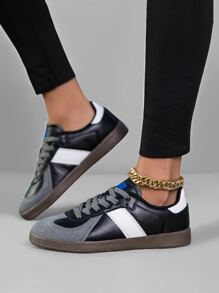 Chaussures décontractées à semelle souple de berger allemand, Baskets plates à lacets et bout rond pour hommes