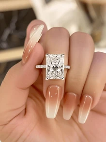 4ct Radiant Cut Cubic Zirconia Ring, Princess Cut 4-Prong S925 Silver Band, Women's Engagement/Promise Ring, Gift For Her