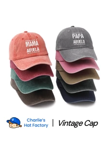1 Stück spanisch "PAPA Y ABUELO" bedrucktes, gewaschenenes Baseballkappe, klassisch-Lässig, stylisch, Vintage, weicher Schweißband, verstellbare Größe, leicht, UV-Schutz, vielseitiger Vintage Kappe, geeignet für Outdoor-Sport, täglichen Gebrauch, Partys, Urlaub, perfekt als Muttertagsgeschenk für Ehefrau, Mutter, Großmutter und Freunde