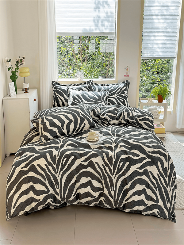 Conjunto de capa de edredom de poliéster com estampa de três zebras, zíper e fronha - Lavável à máquina, resistente a encolhimento, confortável para todas as estações - Tecido macio, roupa de cama respirável para quarto e quartos de hóspedes (o conjunto inclui 1 capa de edredom, 2 fronhas, sem capa de edredom, sem miolo de fronha.)