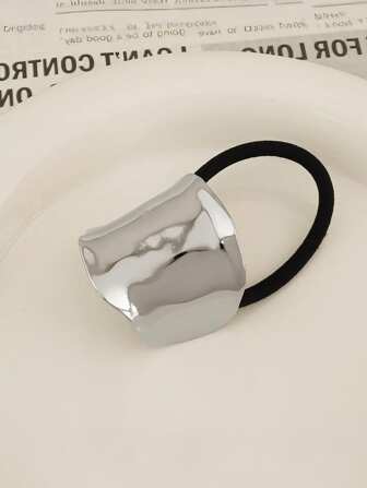 1pc Women's Golden Geometric Metal Elastic Hair Tie Hair Accessories, Gift For Mother's Day Hair Ties Ponytail Holders Hair Elastics Hair Rubber Bands Scrunchies Hair Rope