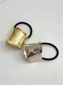 1pc Women's Golden Geometric Metal Elastic Hair Tie Hair Accessories, Gift For Mother's Day Hair Ties Ponytail Holders Hair Elastics Hair Rubber Bands Scrunchies Hair Rope