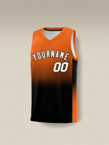 Jerseys de baloncesto personalizados e impresos para hombres/mujeres/jóvenes - Naranja - Ver 3