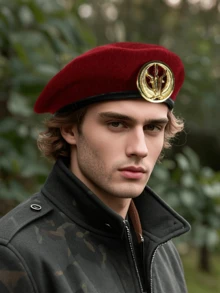 BREITER قبعة بيريه قابلة للتعديل من الصوف قطعة واحدة، قبعة حماية من الشمس بطراز عسكري للاستخدام الخارجي والوقت الحر