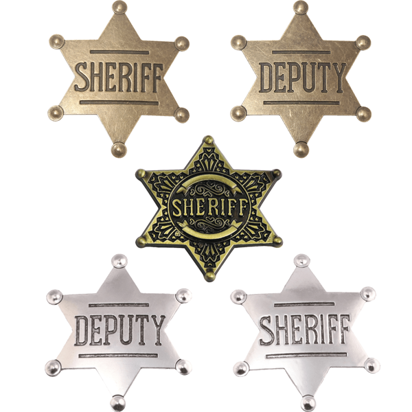 1pc Metal Sheriff & Deputy Badges In Gold And Silver Colors - Vintage - Style Star - Shaped Badges For Cosplay & Collection