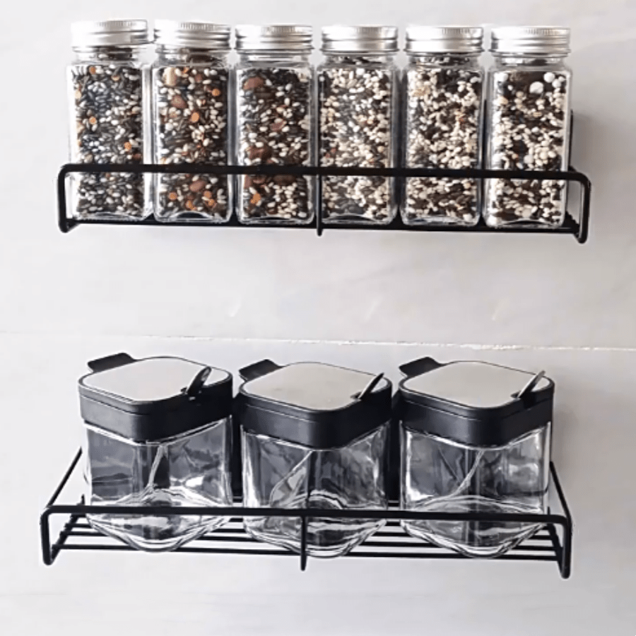 1 pieza Estantería magnética para refrigerador - Uso dual magnético y con taladro - Organiza especias y suministros en la cocina, estructura metálica, ideal para especias, hierbas y artículos esenciales de cocina, organización de la cocina | Estantería de cocina moderna | Estantería metálica duradera, Estantería para especias de cocina