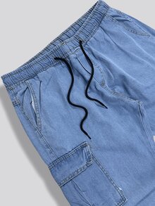 KIT 2 PANTS / CARGO / MEN'S SKATEBOARD, CASUAL, POCKETS DRAWSTRING CLOSURE UNISEX FASHION-BABY BLUE AND DARK - Champagne - View 7