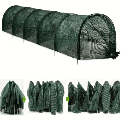 10ft 2-In-1 Foldable Mesh Garden Tunnel Shade Net, Collapsible Greenhouse Insulation Net With PVC Frame & Insect Netting, Adjustable Straps For Easy Setup, Natural Light Ventilation, UV Protection For Vegetables And Fruits, Bird And Insect Barrier, Garden Netting|Detachable Mesh|Durable Plastic Mesh