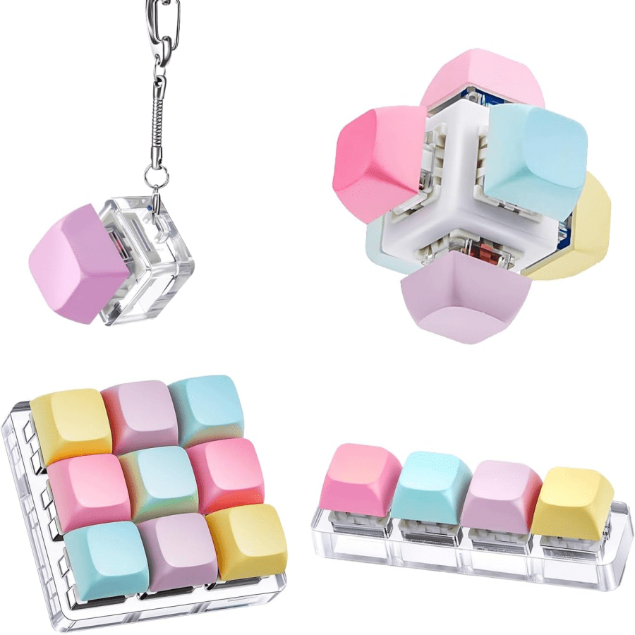 4 Keyboard Fidget Toys, Keyboard Fidget Keychain, Fun Stress Relieving Toys, Fidget Clicker Stress Relieving Gifts