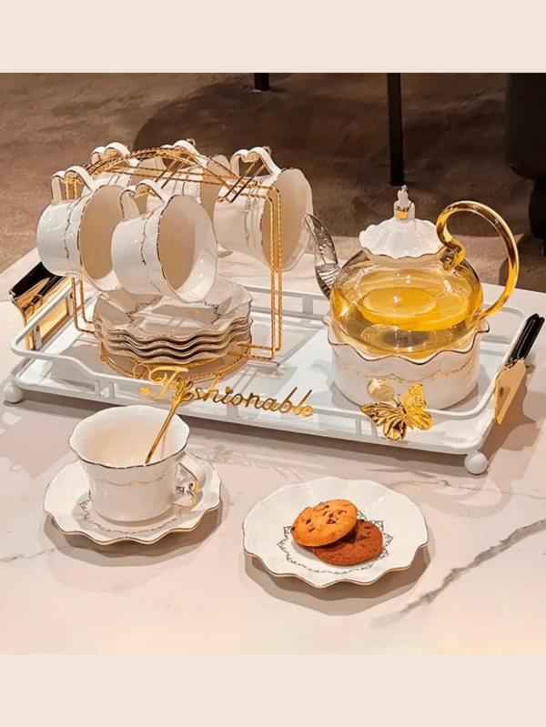 高品质时尚杯架、节省空间的厨房储物架、简易马克杯套装铁架、杯子储物架、托盘储物架、多个杯碟架、马克杯挂钩、铁丝杯储物架、咖啡杯、茶杯和茶碟用陶瓷杯垫架