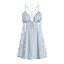 Sexy Babydoll Women's Sexy Satin Camisole Sleep Dress With Lace Trim, Slit Design