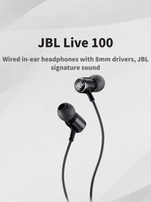 JBL LIVE100 Wired In-Ear Headphones, Live Monitoring Karaoke, Streamer/Gamer High-Quality Stereo Music Earphones