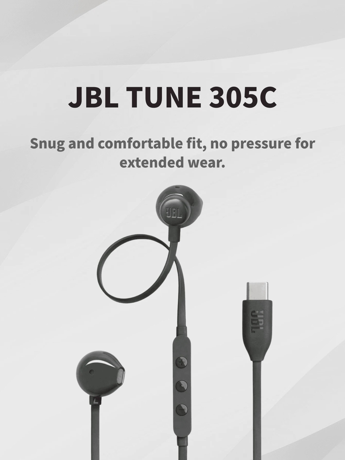 TUNE 305C - Fones de Ouvido Tipo Earbuds com Fio USB-C - Áudio de