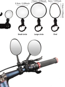 1 Pair Oval Cycling Rearview Mirrors, 360° Rotation Shock-Proof Handlebar Mounted Bicycle Rear View Mirrors, Adjustable For Mountain Bikes And Road Bikes - Multicolor - View 3