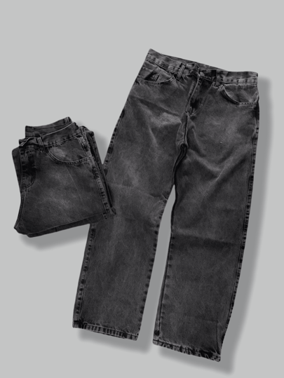 Calça Masculina em Denim Sarja, Modelagem Oversized Reta Confortável Casual Estilo Skate
