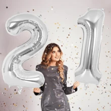 1 pieza Globo con número plateado de 30 pulgadas, decoración para fiesta de cumpleaños, suministros para celebración de aniversario