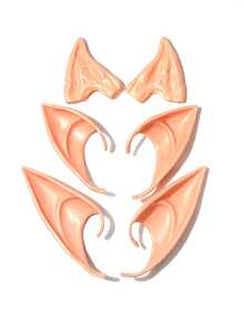 3 Pairs Soft Latex Ears Cosplay Accessories, Pointed Ears For Halloween Christmas (Random Assorted Colors) - 3 Pairs Set Multicolor Style a - View 4