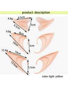 3 Pairs Soft Latex Ears Cosplay Accessories, Pointed Ears For Halloween Christmas (Random Assorted Colors) - 3 Pairs Set Multicolor Style a - View 3