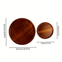 1pc Wooden Round Tray, Sushi & Dessert Serving Platter, Wooden Decorative Jewelry Storage Tray, Suitable For Bathroom Vanity, Farmhouse Style Coffee Table Decor, Round Wooden Plate