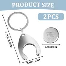2 piezas de llavero con token para carrito de compras, llavero compacto y portátil para carrito, llavero mono y duradero para desbloquear el carrito de supermercado