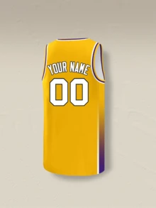 Custom Yellow Basketball Jersey, Personalized Team Name And Number, Heat Transfer Jersey, Soft And Comfortable Fabric, Everyday Training Jersey, Simple Style - Yellow - View 4