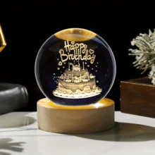 1pc 3D Carved Cat Crystal Ball Night Light With Wooden Base - USB Powered Warm Glow, Rose And Butterfly Design, Cute Animal Theme Desktop Decoration, Valentine's Day, Mother's Day, Christmas And Birthday Gift, Cat Lover Gift - Multicolor - View 13