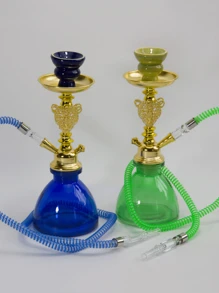 Complete New Hookah Set, Single Hose Acrylic Hookah Kit, Shisha Flexible Hose Ceramic Bowl Accessories, Portable Hookah Pipe Set (Includes Bowl, Hose, Charcoal Tray, Tongs), Premium Full Glass Bottle Acrylic Stem Metal Hookah Hose And Pipe Fittings, No Electricity Required, Suitable For Back To School, Valentine's Day, Father's Day Gifts, Friends, Bars, Nightclubs, KTVs, Home And Restaurants (2 Random Glass Bottle Styles)