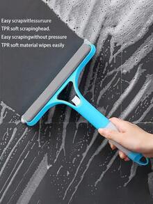 3-In-1 Multi-Functional Glass Cleaning Tool With Sprinkler, Polypropylene (PP) Plastic, For Bathroom, Kitchen, Living Room, Bedroom, Toilet - Efficient Mirror And Window Scraper - Multicolor - View 3