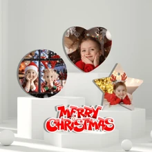 1 Stück personalisierte Weihnachtsornament 2025 mit Foto - beidseitige Keramik Bilderrahmen zum Selbstgestalten - Lade jedes Bild & Text hoch - einzigartige Weihnachtsbaum Deko - Familie, Paar, Haustier Andenken - Stern förmige Feiertags-Ornament - Geschenk für Eltern, Großeltern