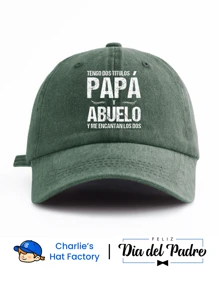 1 Stück spanisch "PAPA Y ABUELO" bedrucktes, gewaschenenes Baseballkappe, klassisch-Lässig, stylisch, Vintage, weicher Schweißband, verstellbare Größe, leicht, UV-Schutz, vielseitiger Vintage Kappe, geeignet für Outdoor-Sport, täglichen Gebrauch, Partys, Urlaub, perfekt als Muttertagsgeschenk für Ehefrau, Mutter, Großmutter und Freunde