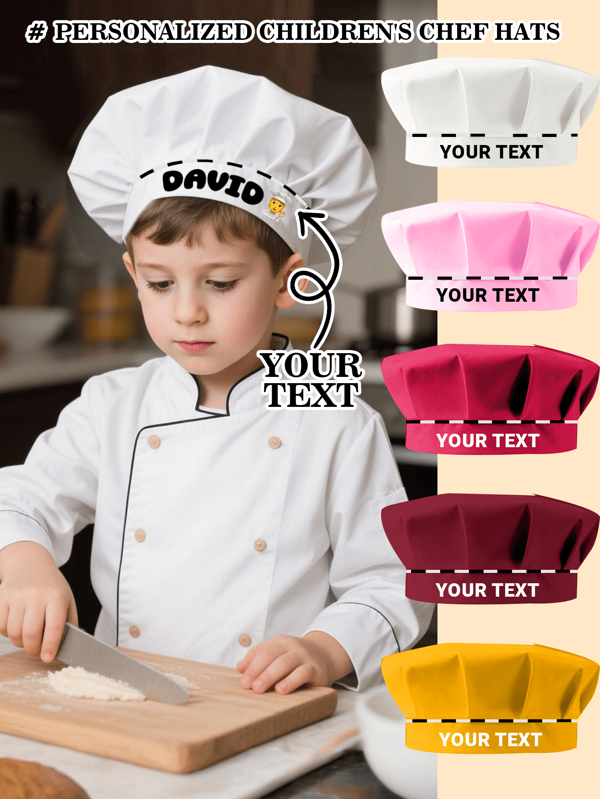 Chapeau de chef pour enfants personnalisé, casquette à lettres personnalisée, spécialement conçu pour les petits chefs
