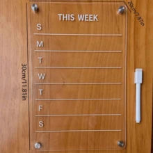 1 件透明亚克力磁性记事板，每周计划/待办事项列表可擦除磁性冰箱贴纸，适用于家庭和办公室（包括 1 个白板笔）