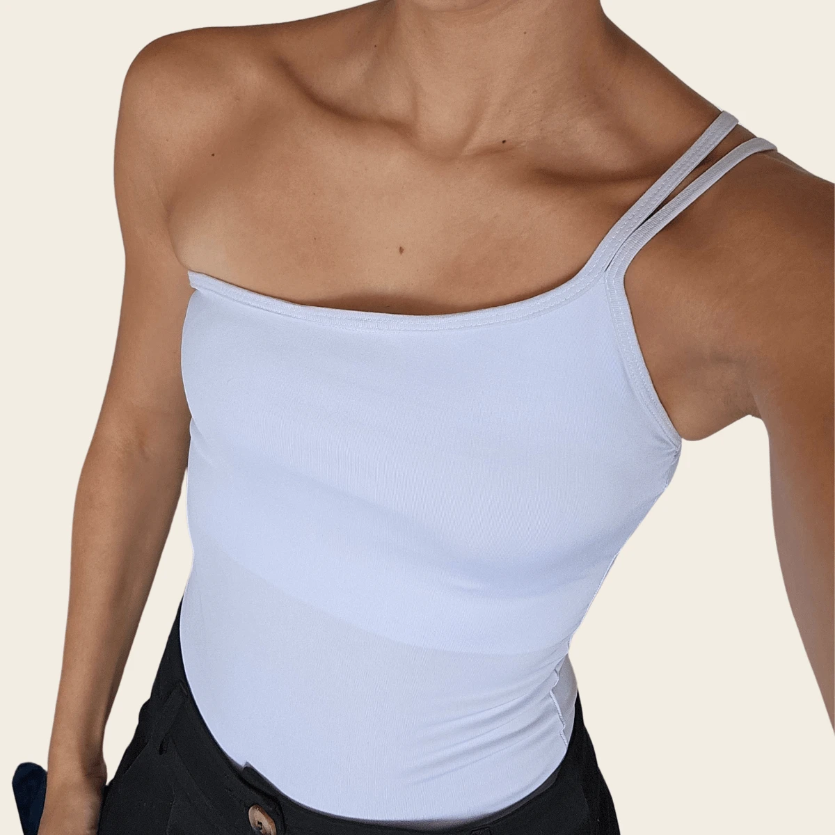 Women's One Shoulder Tank Top Strapless Top Tube Top Suplex Blouse Y2k Fashion Gringa Strappy Casual Party Knitted Asymmetrical - 白色 - 查看 1