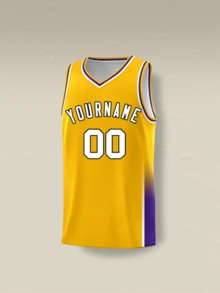 Custom Yellow Basketball Jersey, Personalized Team Name And Number, Heat Transfer Jersey, Soft And Comfortable Fabric, Everyday Training Jersey, Simple Style - Yellow - View 3