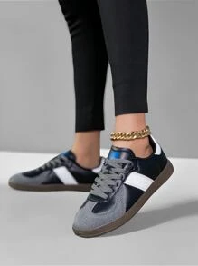 Chaussures décontractées à semelle souple de berger allemand, Baskets plates à lacets et bout rond pour hommes
