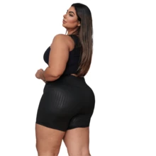 Kit 4 Shorts Women's 3D Plus Size Suplex Leg Gym Butt Lift Black/Purple/Pink/Blue