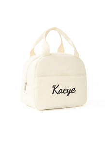 1 Pc Embroidery Custom Cute Corduroy Quilted Children'S Lunch Bag Handbag Storage Bag Can Be Embroidered With Your Own Name Suitable For Boys, Girls, Kindergarten, Elementary School Students, Outdoor Travel, Picnics, School Lunch, A Must-Have For The Start Of The School Season Give Your Child An Exclusive Holiday Gift,Multi-Functional,Ornamental,Letter,Stylish,Baby Fashion,Colorful,Casual,Unique,Customized,Baby Gifts,Cutebaby,Family,Friends,Daughter,Son,Her,For Children's Day,Spring Break