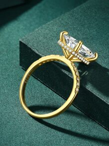 4ct Radiant Cut Cubic Zirconia Ring, Princess Cut 4-Prong S925 Silver Band, Women's Engagement/Promise Ring, Gift For Her