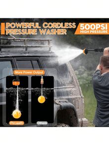 1pc Cordless High Pressure Washer, Portable Electric Pressure Cleaner, Handheld High Pressure Car Wash Gun With Foam Sprayer, Equipped With 6.0Ah Rechargeable Battery & 5m Hose, 1.2MPa Pressure, Suitable For Car, Floor, Yard Cleaning And Watering - Multicolor - View 5