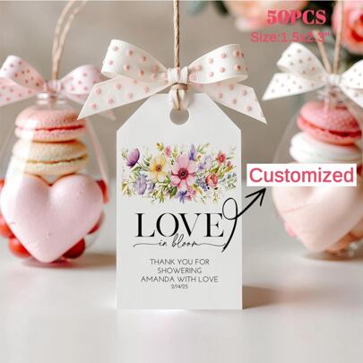 1.5x2.3inch (3.8x5.8cm) Custom 50pcs Merry Christmas Gift Wrapping Tag With Strings Cartoon Santa Claus & Snowman & Elk Pattern Paper Gift Decoration Label For Holiday New Year Party Favors