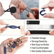6/16/24pcs Waist Extender Button, Detachable Jeans Waist Adjustment Clips, No Sewing Elastic Stretch Waistband Buckle