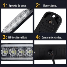 2 pzs Faro Led Patrulla Escolta Barra Lateral Estrobo, Luz Advertencia Intermitente Amarillo Azul Roja Moto Auto. Vmingo - Azul - Ver 7