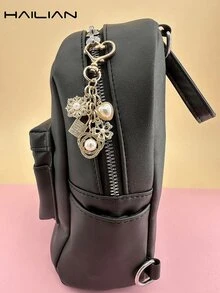 HAILIAN A Bag Pendant Made Of Alloy With Flowers, Pearls And Locks, Inlaid With Diamond Five-Petal Flowers, Round Pearls And Beautiful Hearts. It Can Be Used As A Bag Pendant, Car Keychain, Or As A Small Gift For Family, Friends And Lovers. - Gold - View 7