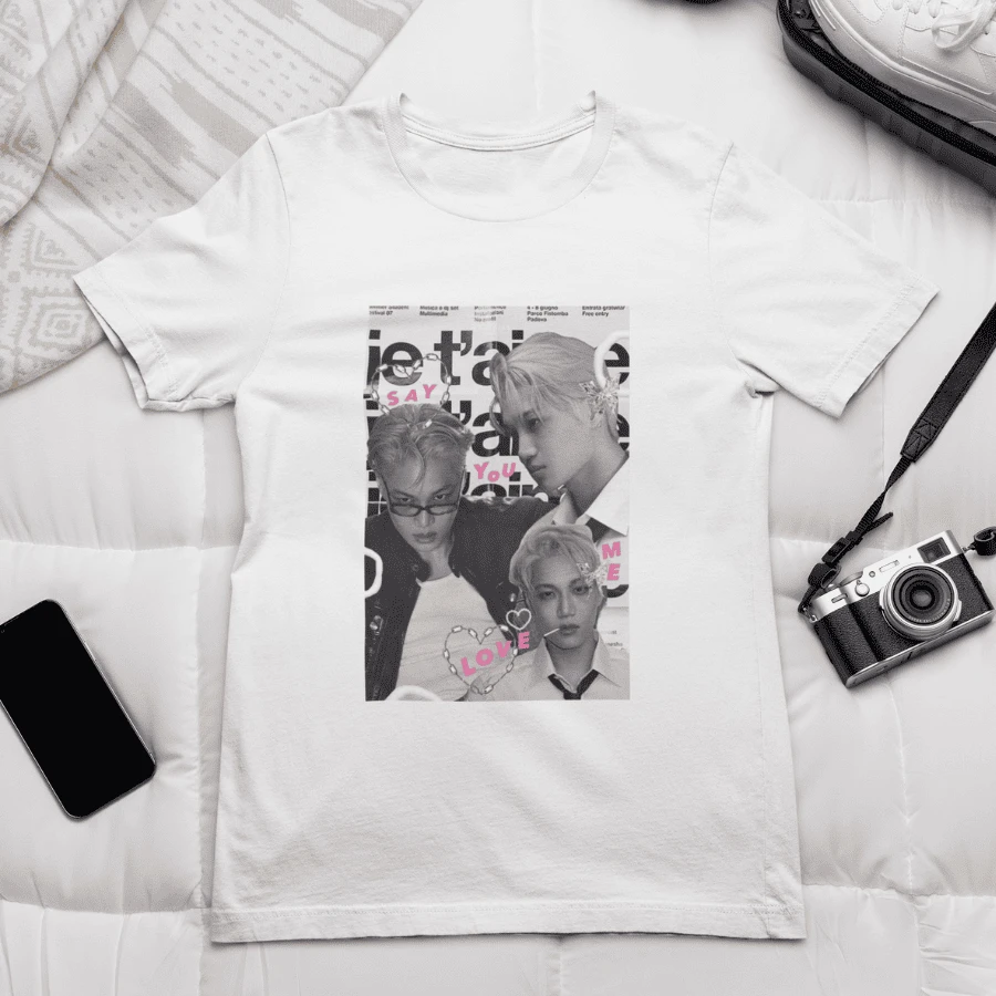 Playera Unisex Kai EXO – Estética Vintage y Urbana en Blanco y Negro - Blanco - Ver 1