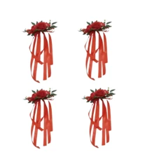 2/4/6 piezas de Flores Artificiales, Decoración de pasillo de boda con silla de artificial Rosas, Decoración elegante de banco de iglesia, Adecuado para ceremonia de boda, recepción, Navidad, Día de San Valentín, banquete, cumpleaños, fiesta y ocasiones especiales