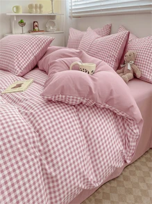 Juego de 3 piezas de funda nórdica a rayas de color púrpura con cremallera y funda de almohada - Lavable a máquina, resistente a la deformación, cómodo para todas las estaciones - Tejido suave y transpirable, ropa de cama para dormitorios y habitaciones de invitados (El conjunto incluye 1 funda nórdica, 2 fundas de almohada, sin relleno nórdico ni núcleo de almohada)