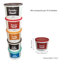 Plastic Container Kit In Various Colors For Freezer - 1 Liter