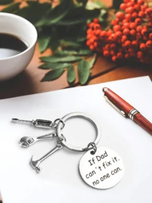 1 件不锈钢钥匙扣，带螺丝刀和扳手，特别父亲节生日礼物，送给爸爸、爷爷汽车配件包魅力学校可爱哥特 Y2k 万圣节配饰教师节圣诞节礼物创意 - 銀色 - 查看 6